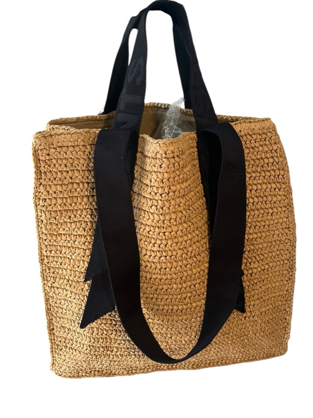 NWT AllSaints Tan Woven Tote Bag Lullah North/South Tote - Almond - Picture 4 of 12
